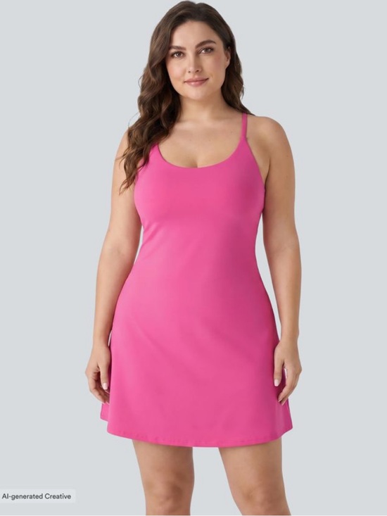 HALARA Dresses & Skirts - NWT Halara SoftlyZero Plush Backless Active Dress Pink 2X Built-In Shorts